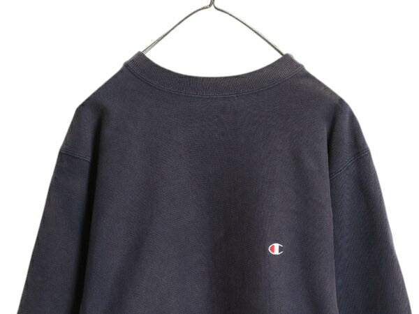 90s USA製 ★ チャンピオン リバースウィーブ スウェット メンズ XL 古着 オールド トレーナー 裏起毛 ワンポイント ヘビーウェイト 目付き