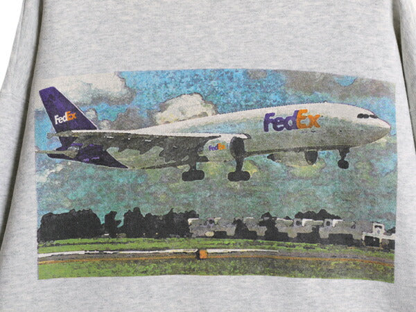 90s ★ FedEx アート イラスト プリント スウェット メンズ XL / 古着 オールド トレーナー 裏起毛 企業物 当時物 ロゴ ヘビーウェイト 灰