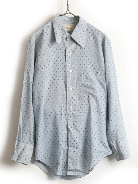 70's ARROW Kent Collection アロー ドット 水玉 総柄 長袖シャツ (15 1/2 M 程)