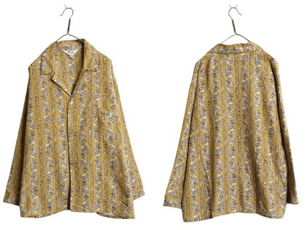 デッドストック 50s 60s ★ ペイズリー 総柄 パジャマ セットアップ メンズ XL ヴィンテージ プリント フランネル シャツ イージー パンツ