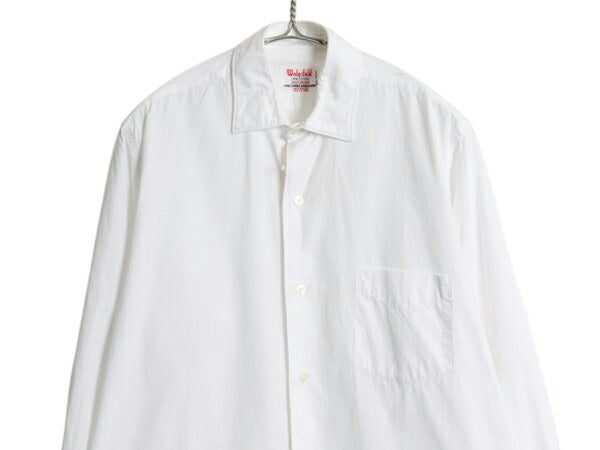 60s ★ Wedgefield 100% コットン 長袖 シャツ メンズ S / 古着 ヴィンテージ ポケット付き ドレス ワイシャツ フォーマル 無地 白 日本製