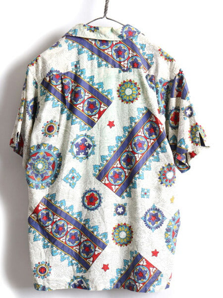 60s La Paz オリエンタル 総柄 コットン 半袖 アロハシャツ (M)