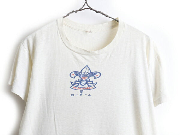 60's BSA Boy Scout of America ボーイスカウト 染み込み プリント 半袖 Tシャツ (S程)
