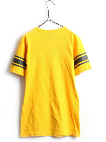 70's Champion チャンピオン BOBCATS プリント フットボール 半袖 Tシャツ (M)
