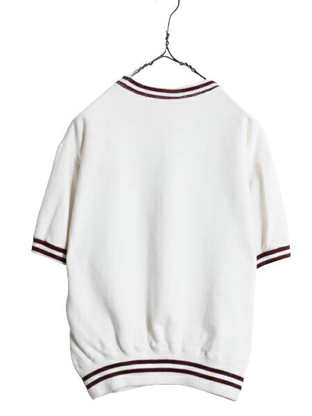 60s USA製 ★ チャンピオン 3段 フロッキー プリント 半袖 スウェット メンズ L / 60年代 ランタグ Champion ヴィンテージ リブライン 白