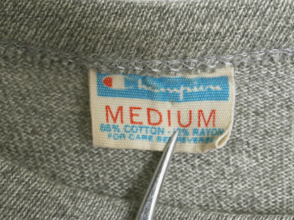 70s USA製 ★ チャンピオン 3段 染込み カレッジ プリント 半袖 Tシャツ メンズ S 程/ 古着 ヴィンテージ 当時物 88 12 バータグ 霜降り 灰