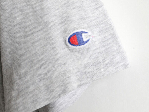 90s Champion チャンピオン 100% コットン 二重リブ ビッグ ロゴ 刺繍 半袖 Tシャツ (L)
