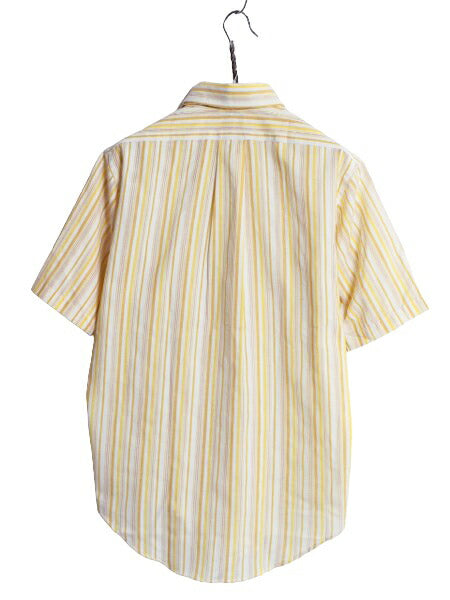 デッドストック 70s USA製 ★ NORMAN ストライプ 半袖 シャツ メンズ M / 新品 70年代 ヴィンテージ ポケット付き 半袖シャツ マルチカラー