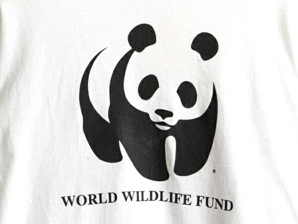 90s WWF ポケット付き パンダ アニマル 両面 プリント 半袖 Tシャツ (XL)