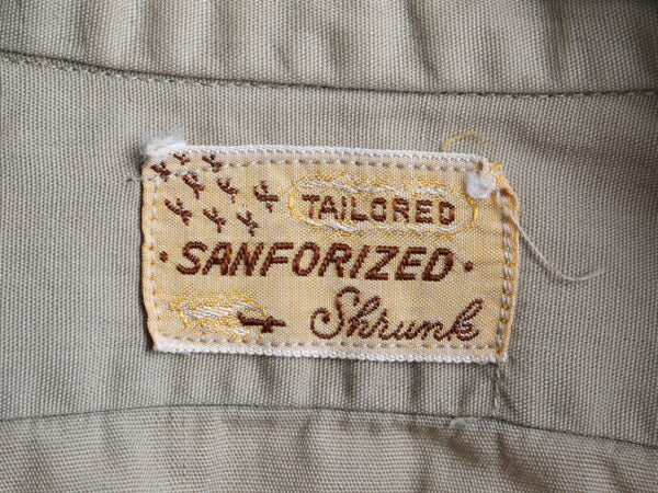 ~60's TAILORED マチ付き コットン ポプリン 長袖 ワーク シャツ (141/2 S程)