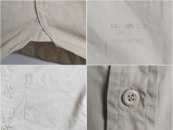 ~60's TAILORED マチ付き コットン ポプリン 長袖 ワーク シャツ (141/2 S程)