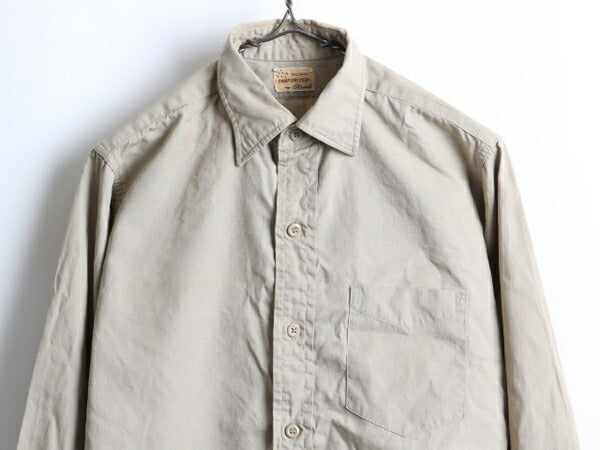 ~60's TAILORED マチ付き コットン ポプリン 長袖 ワーク シャツ (141/2 S程)