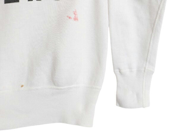 50s ★ 前V 3段 染込み カレッジ プリント スウェット メンズ S 50年代 ヴィンテージ トレーナー 裏起毛 長リブ ガゼット 100% コットン 白