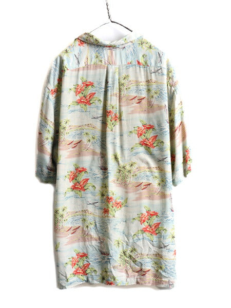 00s ★ ポロスポーツ ラルフローレン ループ留め オープンカラー レーヨン アロハ シャツ メンズ XL / 00年代 POLO SPORT ハワイアン 開襟