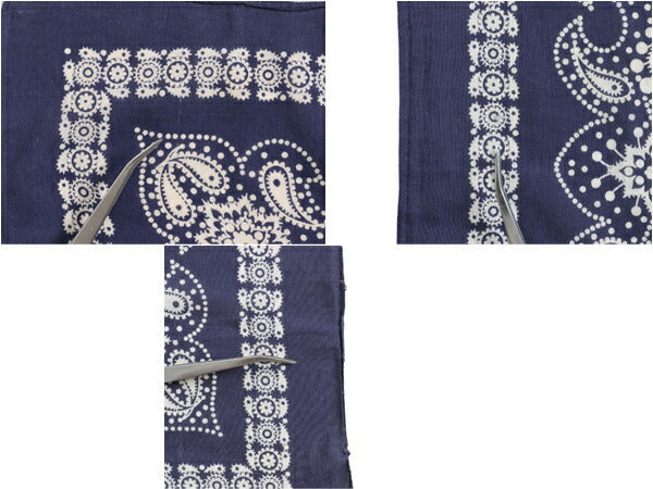 60s USA製 ★ パリス TOWER ペイズリー x ドット バンダナ / 小物 ヴィンテージ 水玉 セルビッジ 耳付き コットン ハンカチ スカーフ 紺