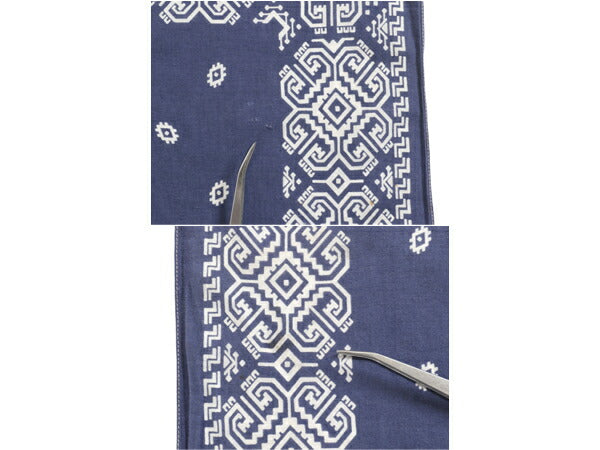 60s 70s USA製 ★ パリス ライトニング柄 バンダナ / 小物 ヴィンテージ ナバホ ネイティブ セルビッジ 耳付き コットン ハンカチ ネイビー