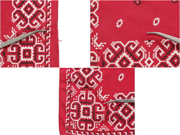 60s 70s USA製 ★ パリス ライトニング柄 バンダナ / 小物 ヴィンテージ ナバホ ネイティブ セルビッジ 耳付き コットン ハンカチ レッド