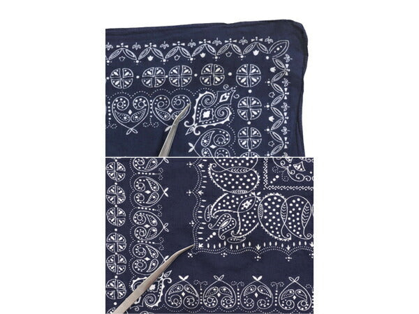 60s USA製 ★ エレファント ブランド 上鼻 ペイズリー柄 バンダナ / 小物 ヴィンテージ 象 トランクアップ セルビッジ 耳付き ハンカチ 紺