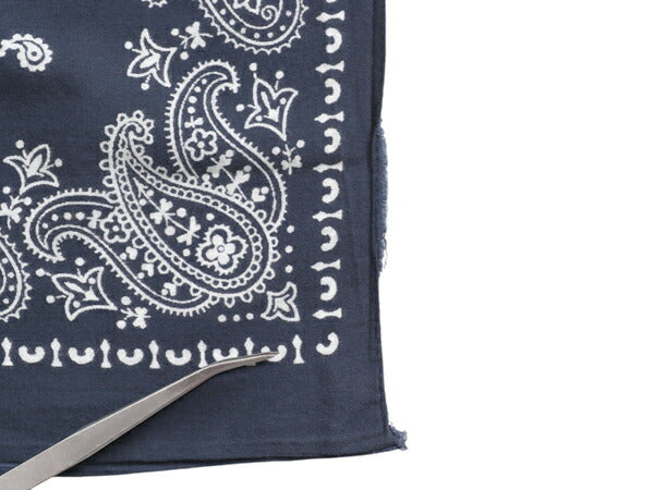 70s USA製 ★ エレファント ブランド 上鼻 ペイズリー柄 バンダナ / 小物 ヴィンテージ 象 トランクアップ コットン 耳付き ハンカチ 紺