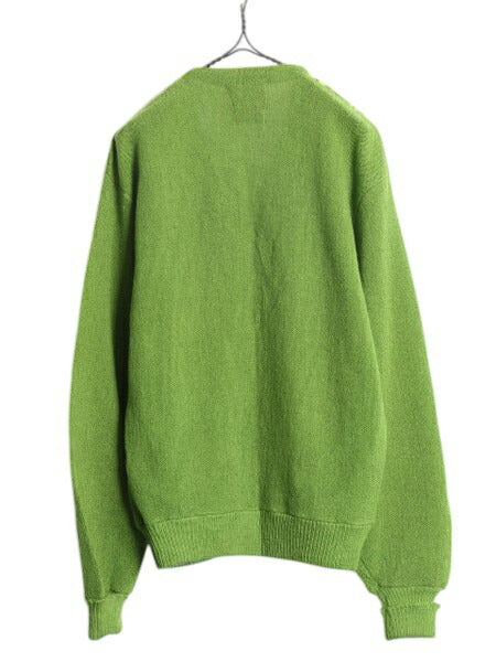 70s ★ Darwin 3D 立体編み モヘア ニット カーディガン メンズ M / 古着 ヴィンテージ ウール セーター 前開き 羽織り 緑 重ね着 グリーン