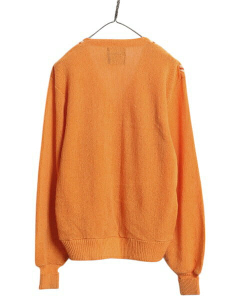 70s ★ Darwin 3D 立体編み モヘア ニット カーディガン メンズ M / 70年代 ヴィンテージ セーター 前開き 羽織り 重ね着 ウール オレンジ