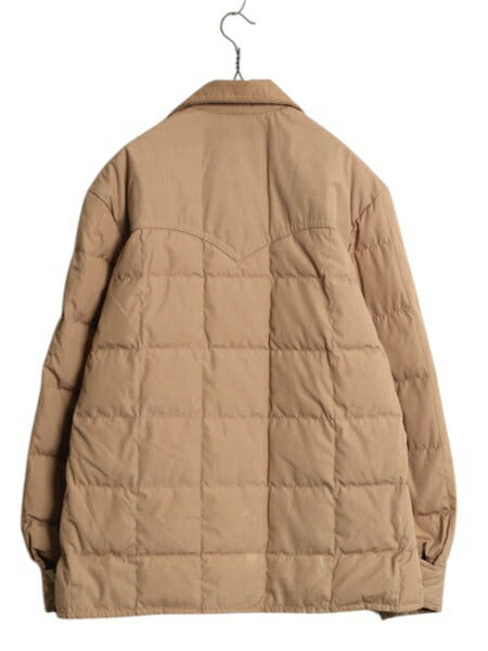 70s 80s ★ エディーバウアー ダウン シャツ ジャケット メンズ M / 古着 ヴィンテージ 黒タグ アウトドア ウエスタン ジャンパー ベージュ