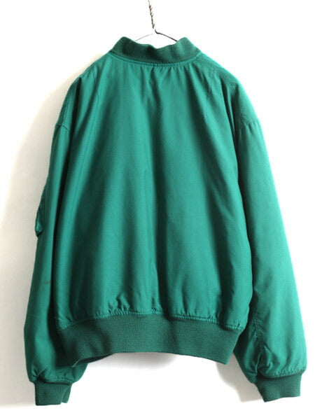 90s 大きいサイズ XL ★ POLO ポロ ラルフローレン MA-1 タイプ フライト ジャケット ( メンズ ) 古着 90年代 中綿 ボンバー ブルゾン 緑