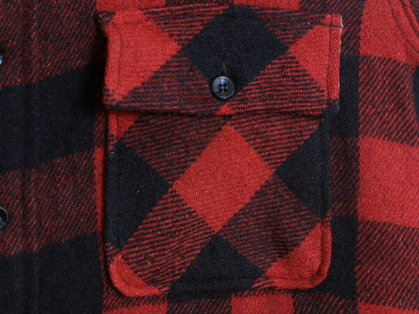 50s ★ ピルグリム マチ付き ブロック チェック ウール シャツ メンズ XL 程/ ヴィンテージ シアーズ CPO ジャケット ヘビーウェイト 赤 黒