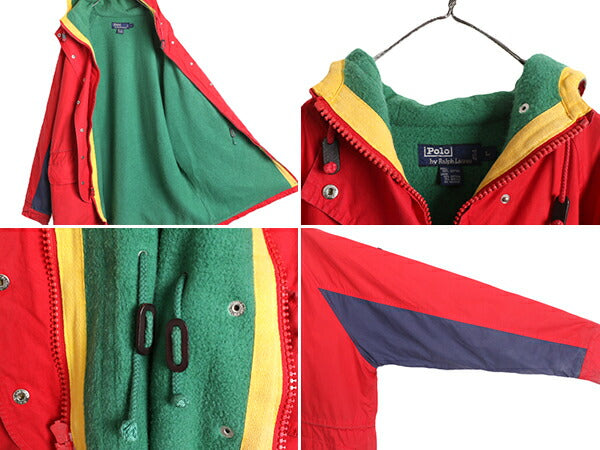 90s ★ ポロ ラルフローレン コットン マウンテン パーカー ジャケット メンズ L 90年代 POLO フリース ライナー付き マンパ ハーフ コート