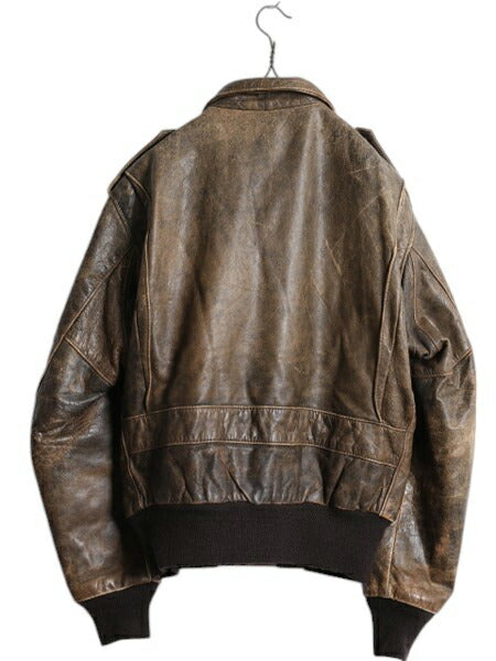 80s 90s ★ USA製 ショット A-2 タイプ 本革 レザー フライト ジャケット メンズ L 古着 ヴィンテージ 674 SM 革ジャン ボンバー 中綿 G-1