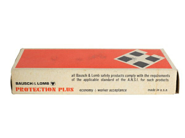 デッドストック 60s USA製 ★ ボシュロム セーフティ クリア 46 22 ヴィンテージ ウェリントン メガネ グラス クロス ヒンジ VIP 箱付き 灰