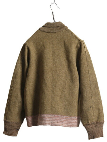 30s ★ A-1 フライト タイプ ウール ジャケット メンズ L 古着 30年代 ヴィンテージ ショールカラー ミリタリー USAAF CCC A1 カーキ 無地