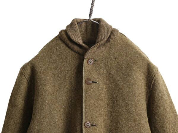 30s ★ A-1 フライト タイプ ウール ジャケット メンズ L 古着 30年代 ヴィンテージ ショールカラー ミリタリー USAAF CCC A1 カーキ 無地