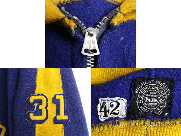 30s ★ スポルディング ハーフジップ 2トーン ウール スウェット 42 M / 古着 30年代 ビンテージ SPALDING タロン プルオーバー ジャケット