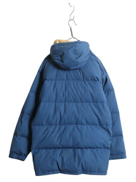 80s ★ EMS ダウン ジャケット メンズ L 程 古着 ヴィンテージ アウトドア フルジップ 脱着 フード付き ハイネック ブルゾン 無地 防寒 青
