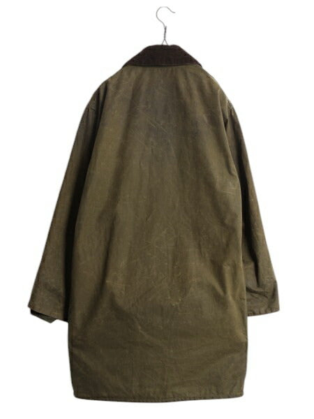 90s イギリス製 ★ バブアー ボーダー オイルド ジャケット メンズ M / 古着 オールド 3ワラント ハーフ コート ハンティング アウトドア