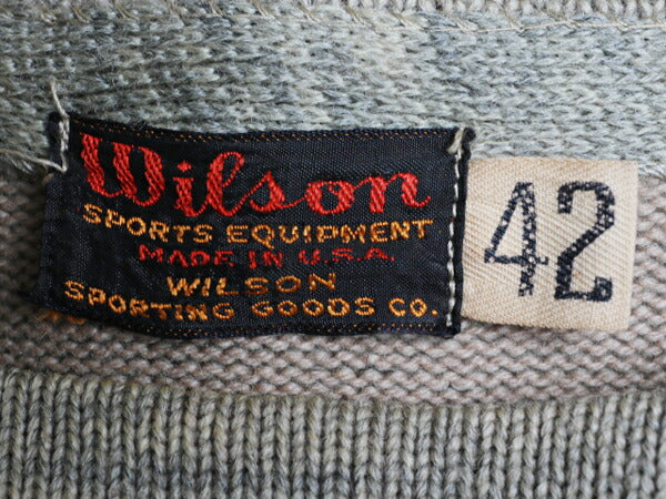 40's ★ Wilson ウィルソン ボートネック レタード ワッペン ウール ニット セーター ( メンズ 男性 42 ) 40年代 ビンテージ 古着 USED