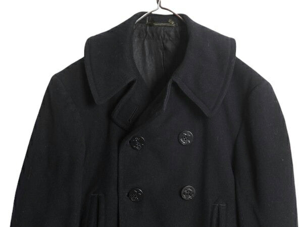 40s ★ 米軍実物 USN ネイビー 10ボタン Pコート メンズ M / 古着 ヴィンテージ ミリタリー NAVY 海軍 メルトン ウール ピーコート 無地 紺