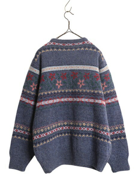 70s 80s ★ ブルックスブラザーズ ウール ニット セーター メンズ レディース M / 古着 ヴィンテージ フェアアイル ノルディック 総柄 花柄
