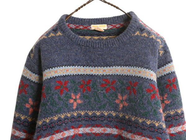 70s 80s ★ ブルックスブラザーズ ウール ニット セーター メンズ レディース M / 古着 ヴィンテージ フェアアイル ノルディック 総柄 花柄