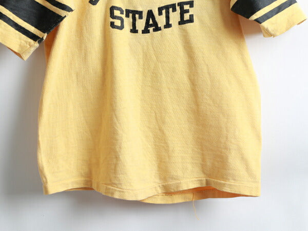 60s 70s ★ Stockton State ストックンステイト ラバー プリント 半袖 フットボール Tシャツ ( メンズ 男性 XS程 ) 60年代 70年代 古着