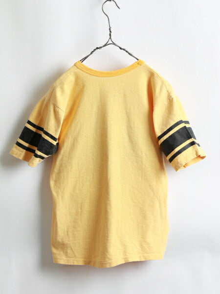 60s 70s ★ Stockton State ストックンステイト ラバー プリント 半袖 フットボール Tシャツ ( メンズ 男性 XS程 ) 60年代 70年代 古着
