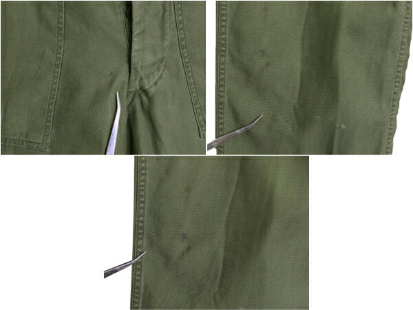 60s ★ 米軍実物 US ARMY コットン サテン ベイカー パンツ SMALL ヴィンテージ ファティーグ ユーティリティ アジャスター付き OG107 軍物