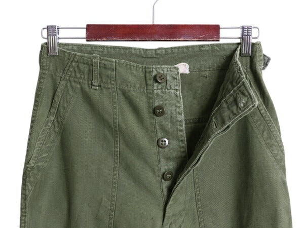 60s ★ 米軍実物 US ARMY コットン サテン ベイカー パンツ SMALL ヴィンテージ ファティーグ ユーティリティ アジャスター付き OG107 軍物