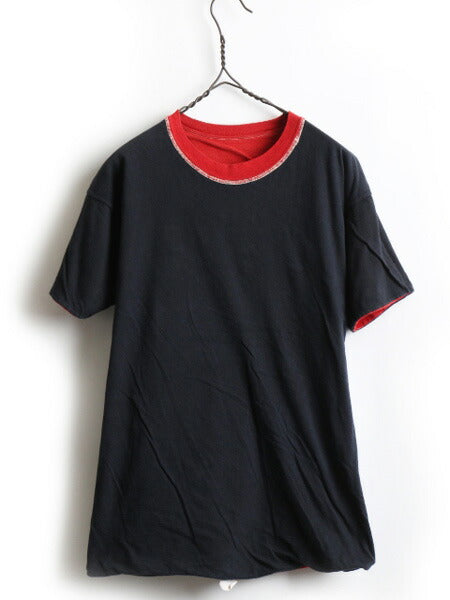 70's Collegiate Pacific カレッジ プリント 半袖 リバーシブル Tシャツ (M)