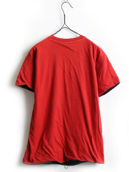70's Collegiate Pacific カレッジ プリント 半袖 リバーシブル Tシャツ (M)