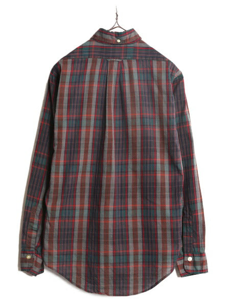 60s ★ チェック 3点留め ボタンダウン 長袖 シャツ メンズ S / 60年代 ヴィンテージ コットン BD テーパード マルチカラー ポケット付き