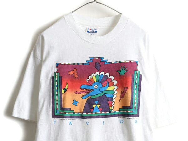 90s TAVLOS アート プリント 半袖 Tシャツ (XL)