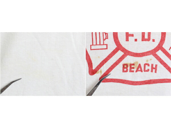 50's Fire Department 両面 染み込み プリント 半袖 Tシャツ (S程)