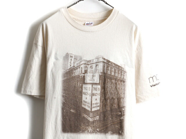 90s Macy's メイシーズ 企業 プリント 半袖 Tシャツ (XL)